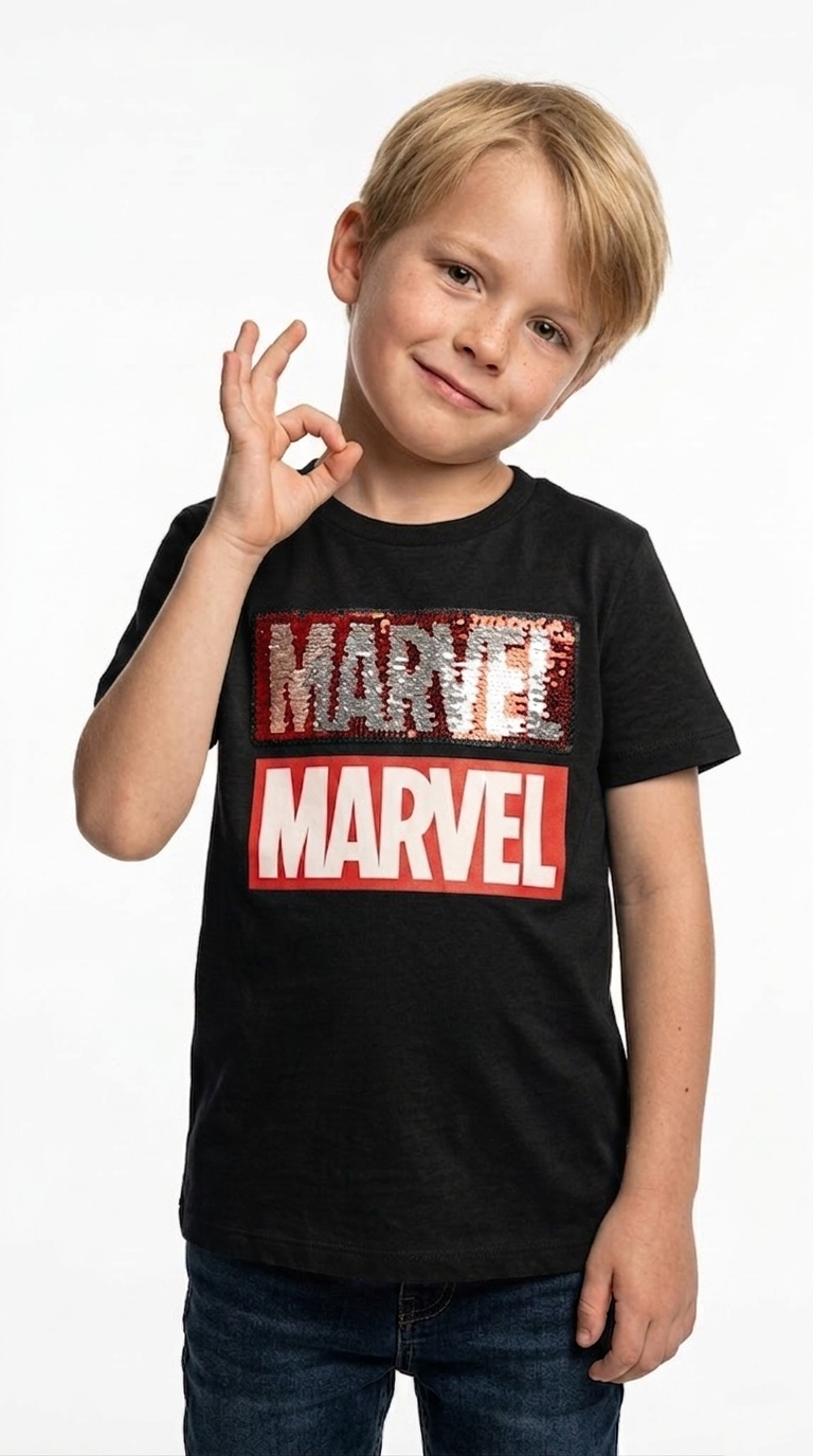 LCW Boys Marvel Print & Sequence Pattern T-Shirt