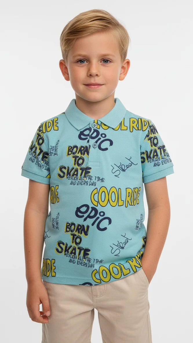 JUNIOR Boys Graphic Printed Polo Shirt