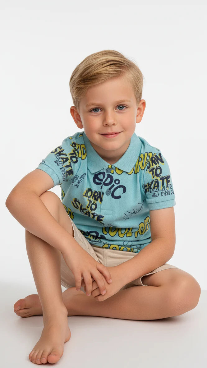 JUNIOR Boys Graphic Printed Polo Shirt