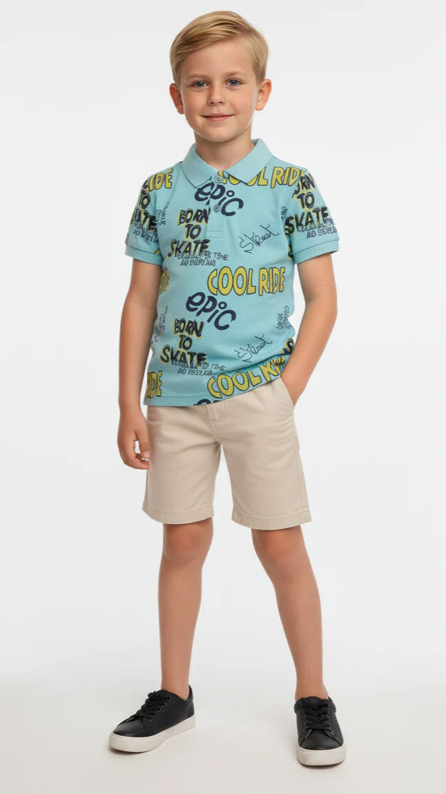JUNIOR Boys Graphic Printed Polo Shirt