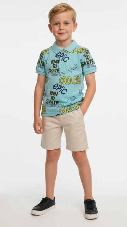 JUNIOR Boys Graphic Printed Polo Shirt