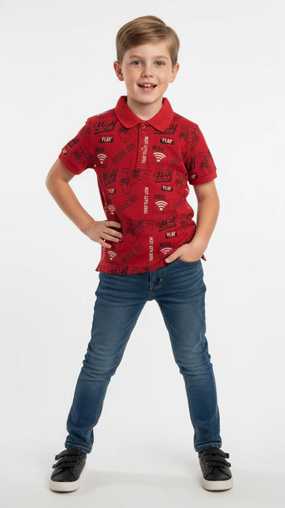 JUNIOR Boys Graphic Printed Polo Shirt