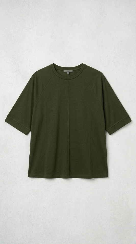 OYSHO Womens Essential Seam Detail Crew Neck T Shirt