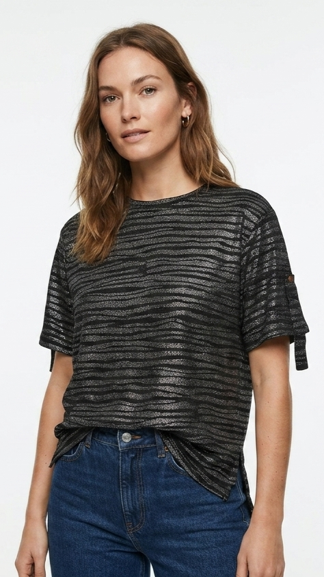 OYSHO Womens Essential Zebra Print Crew Neck T Shirt