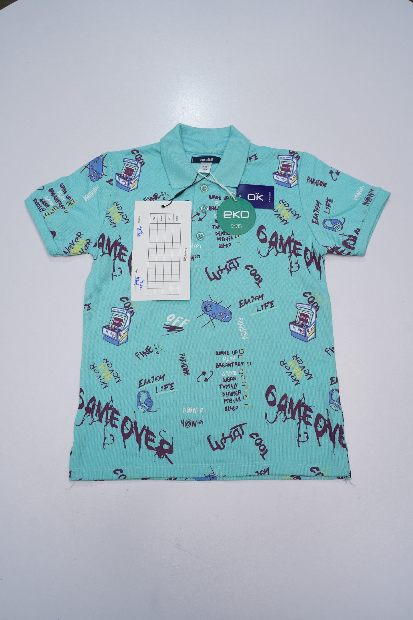 OKAIDI Boys Graphic Print Short Sleeve Polo