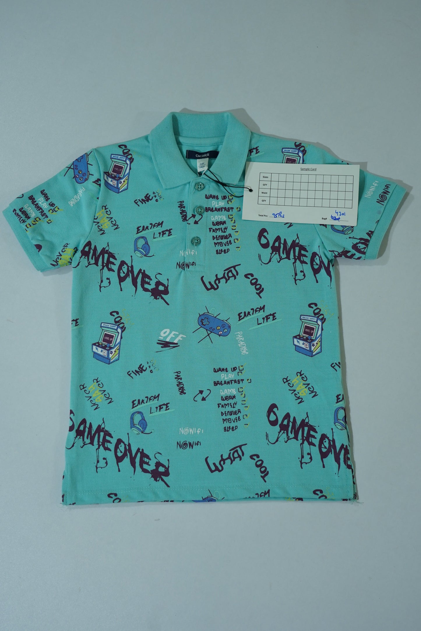 OKAIDI Boys Graphic Print Short Sleeve Polo
