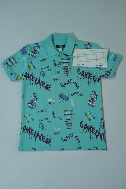 OKAIDI Boys Graphic Print Short Sleeve Polo
