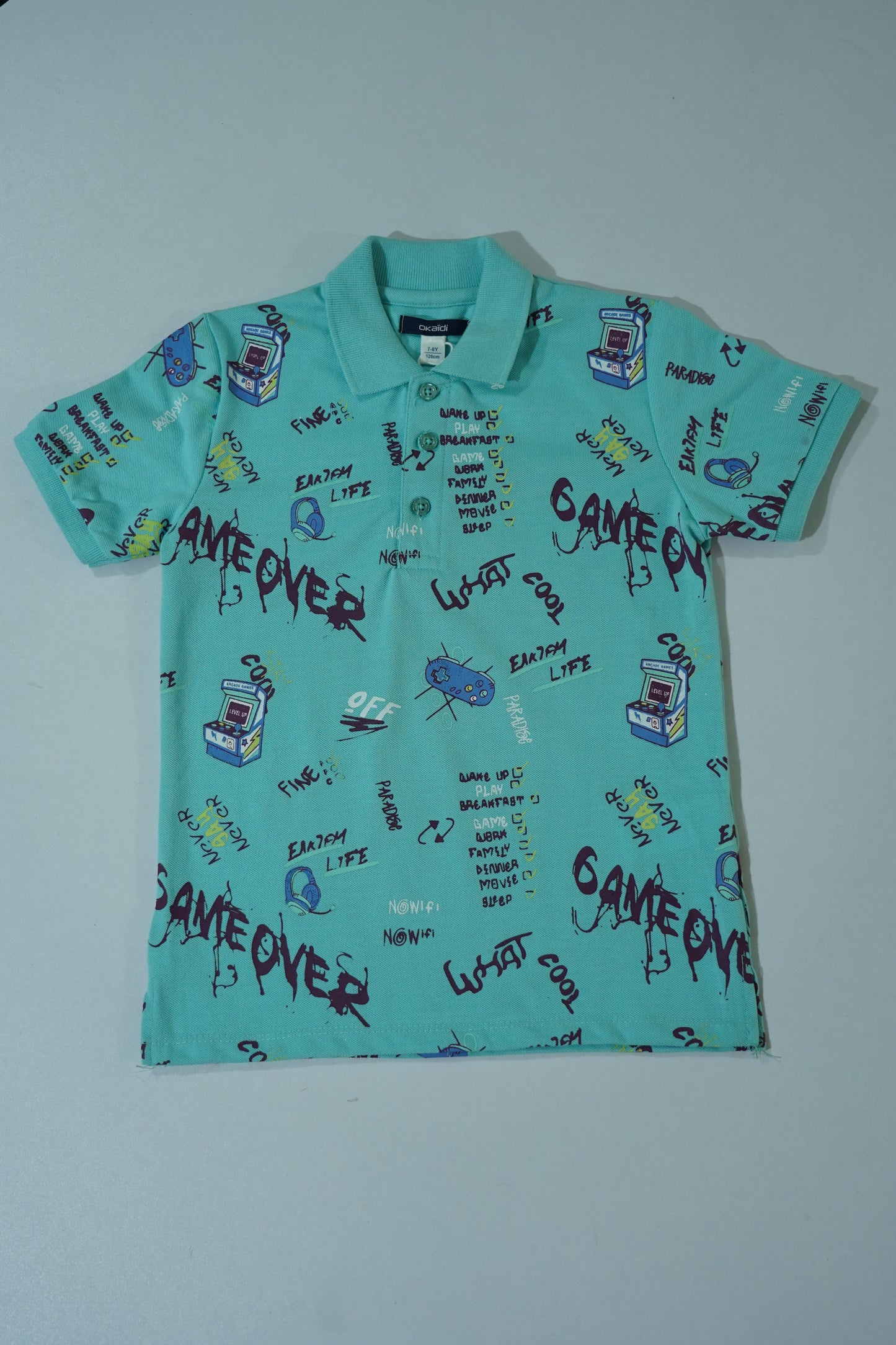 OKAIDI Boys Graphic Print Short Sleeve Polo