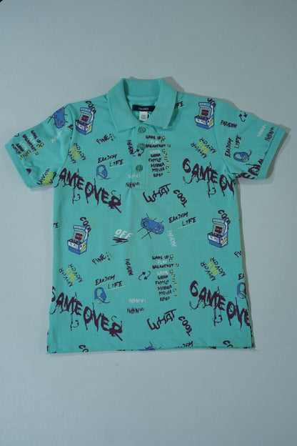 OKAIDI Boys Graphic Print Short Sleeve Polo