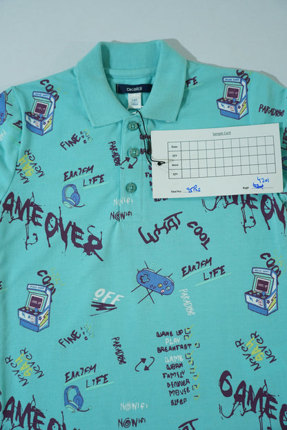 OKAIDI Boys Graphic Print Short Sleeve Polo