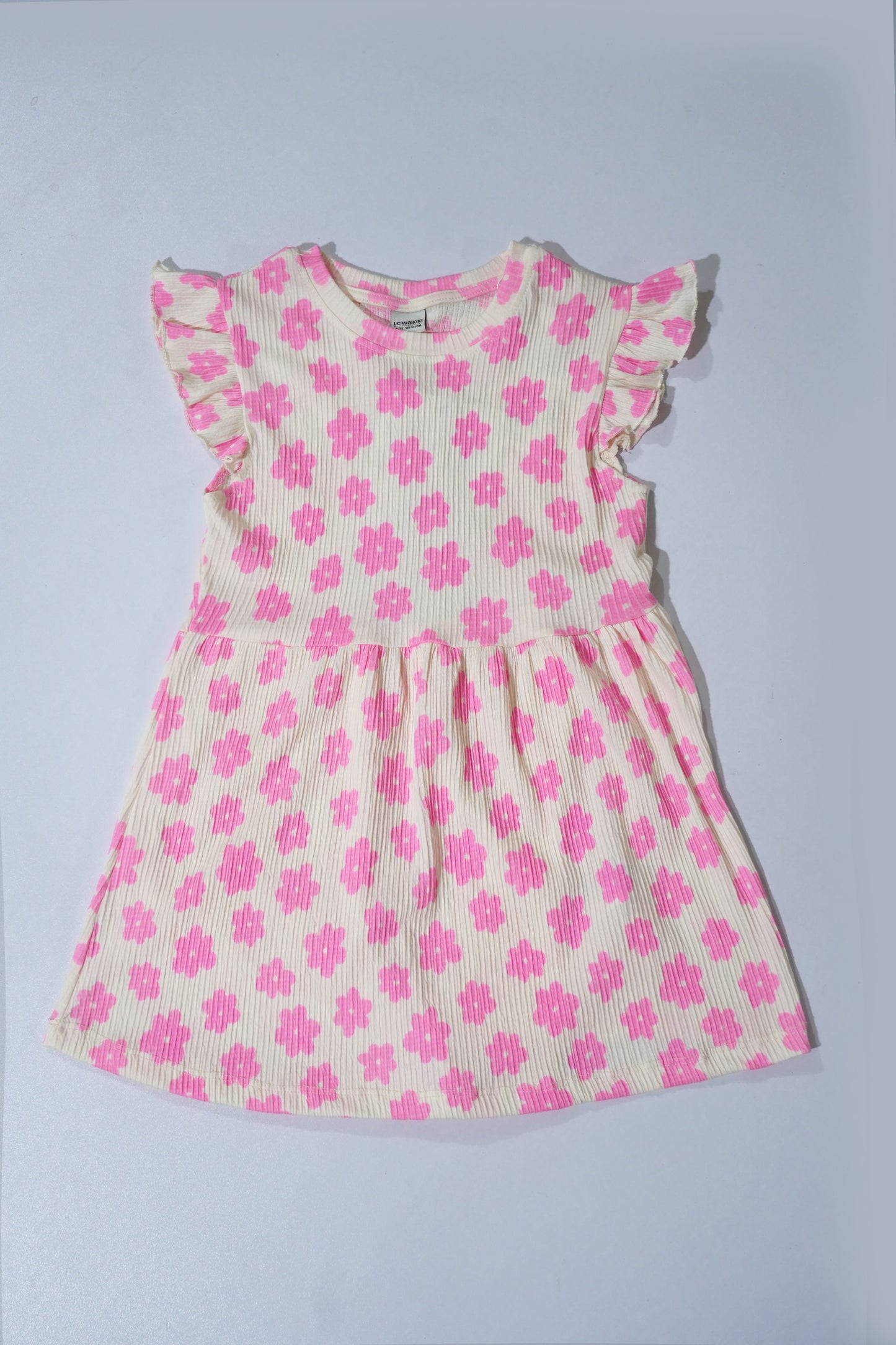 LC WAIKIKI Girls Textured Floral Printed Dress