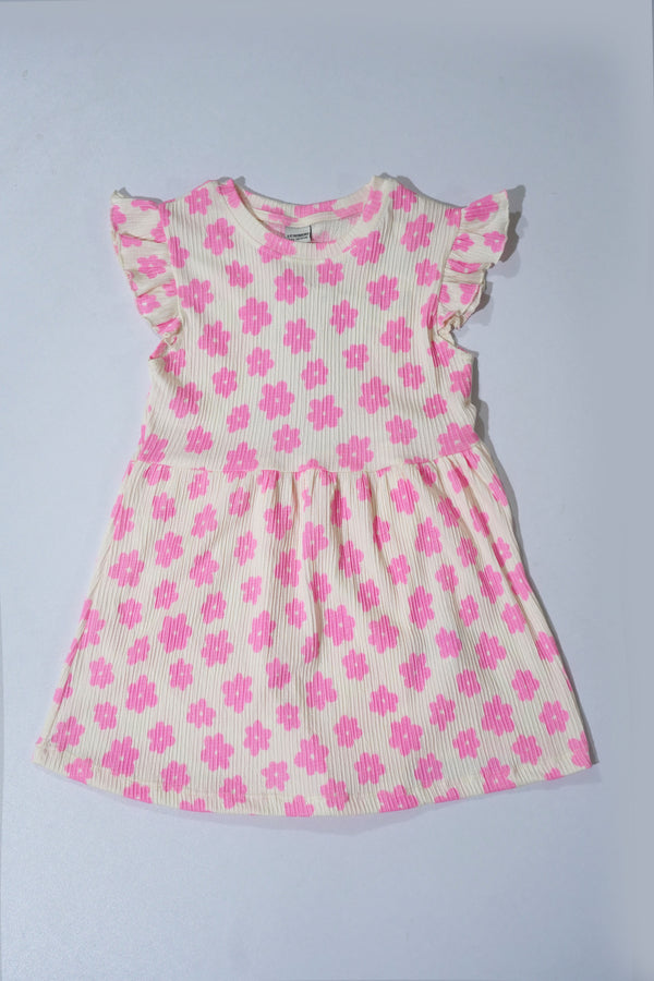 LC WAIKIKI Girls Textured Floral Printed Dress