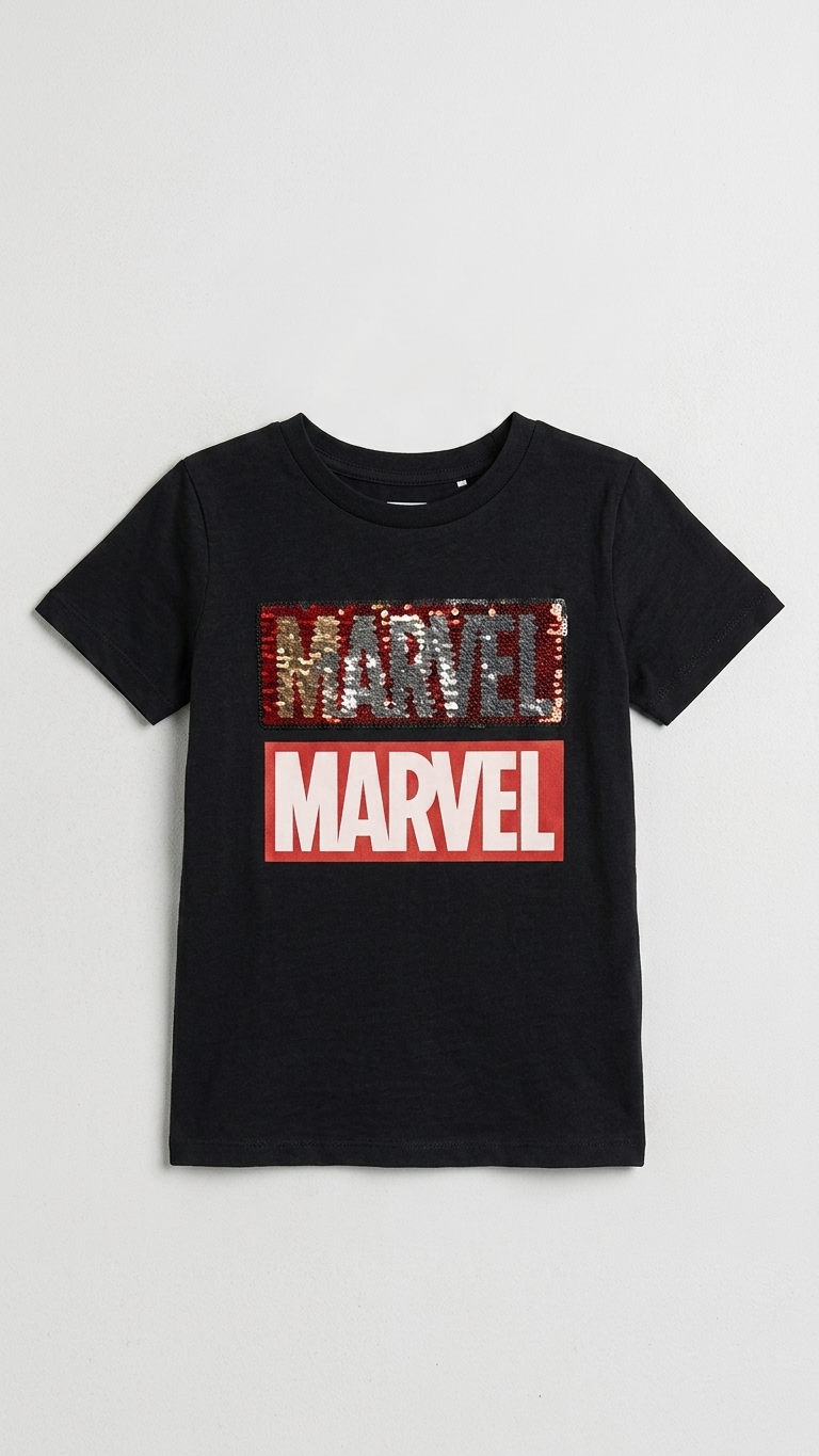 LCW Boys Marvel Print & Sequence Pattern T-Shirt