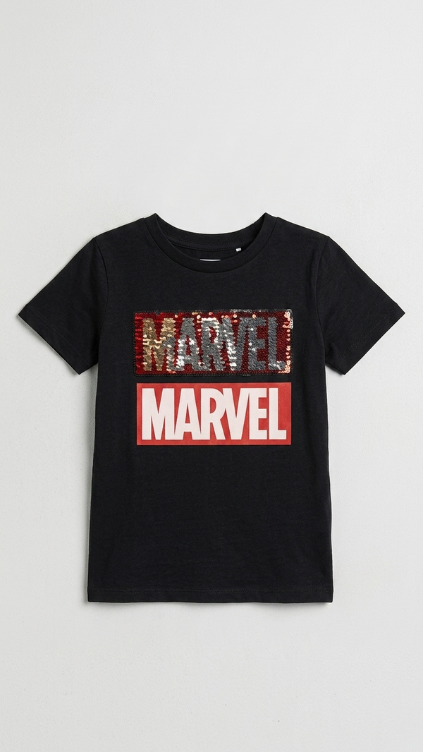 LCW Boys Marvel Print & Sequence Pattern T-Shirt