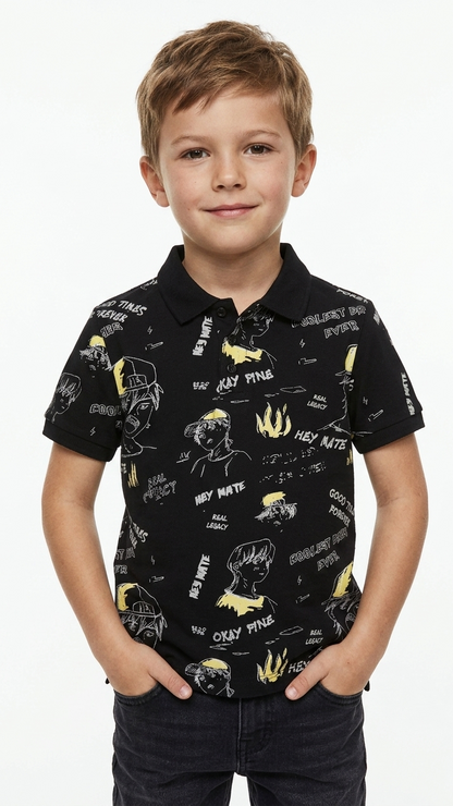 JUNIOR Boys Graphic Printed Polo Shirt