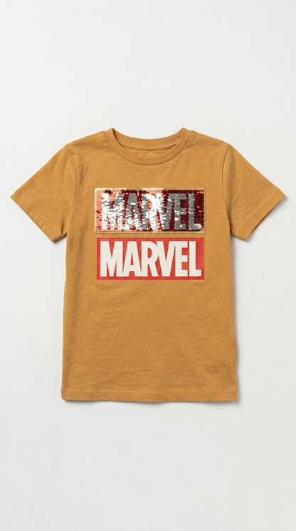 LCW Boys Marvel Print & Sequence Pattern T-Shirt