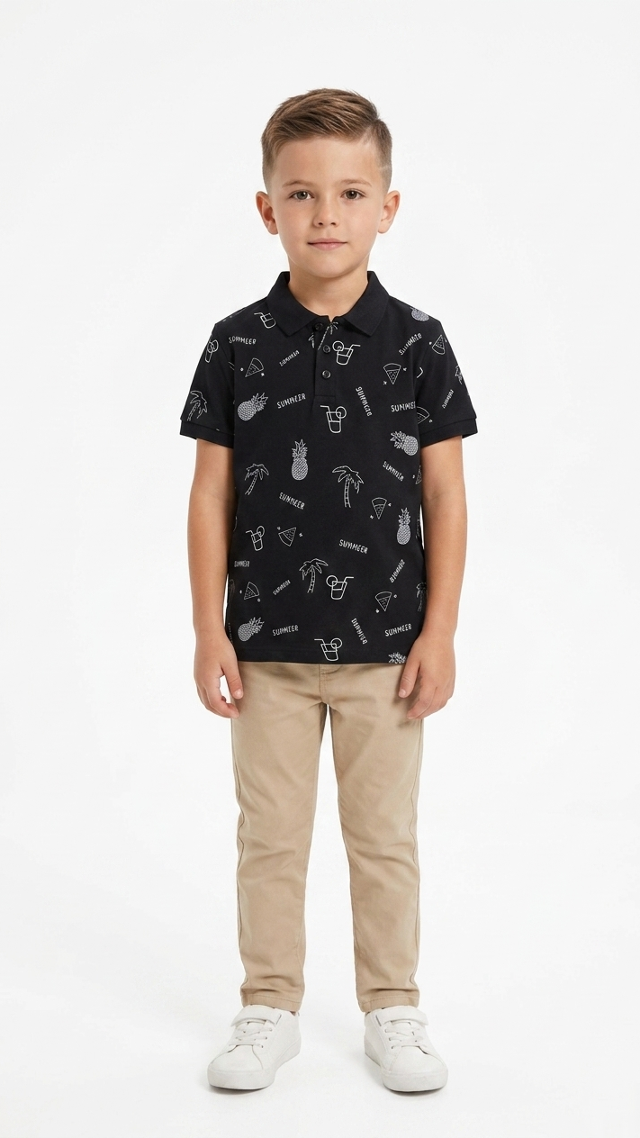 JUNIOR Boys Graphic Printed Polo Shirt