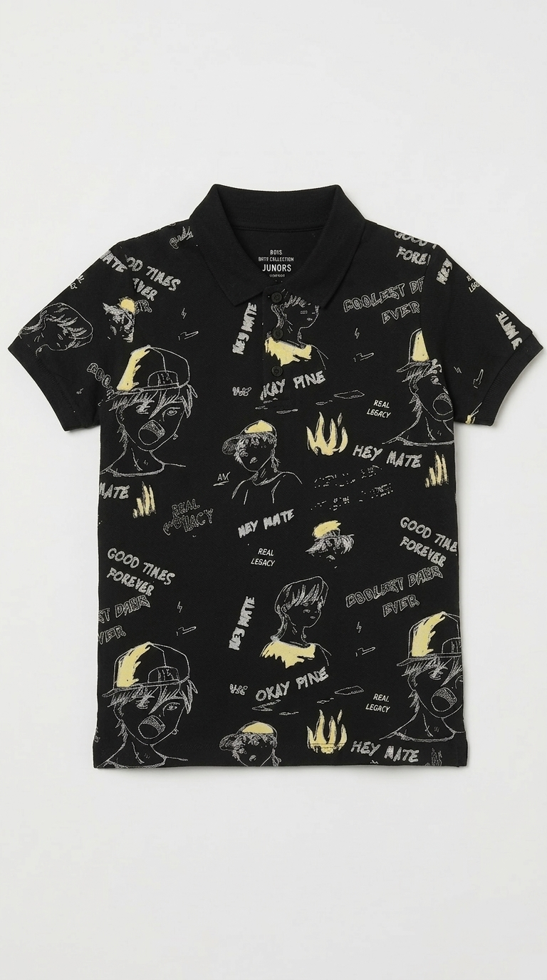 JUNIOR Boys Graphic Printed Polo Shirt