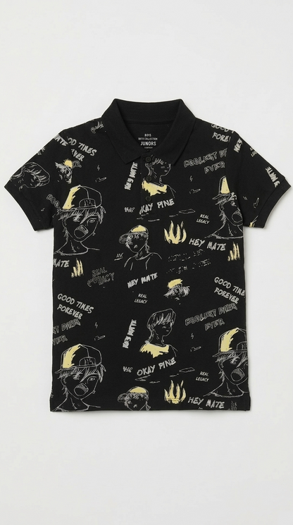 JUNIOR Boys Graphic Printed Polo Shirt