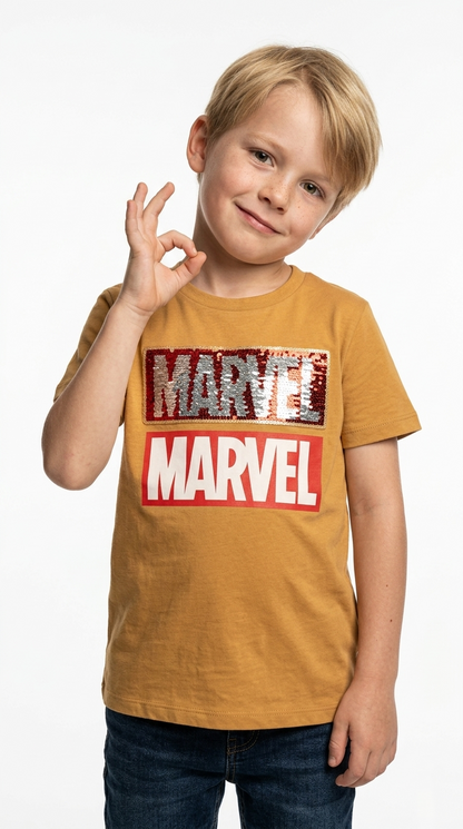 LCW Boys Marvel Print & Sequence Pattern T-Shirt