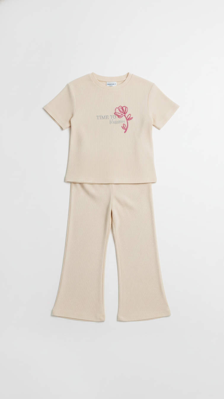 OKAIDI Girls Floral Printed Co Ord Set