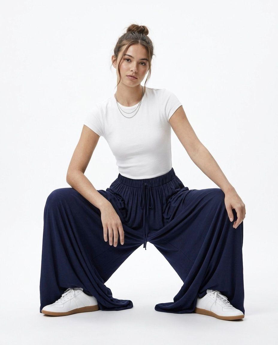 OYSHO Womens High-Waist Flowy Wide Leg Trouser
