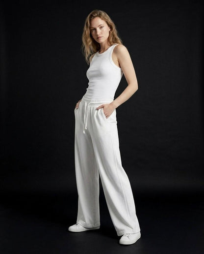 OYSHO Womens White Wide Leg Trouser