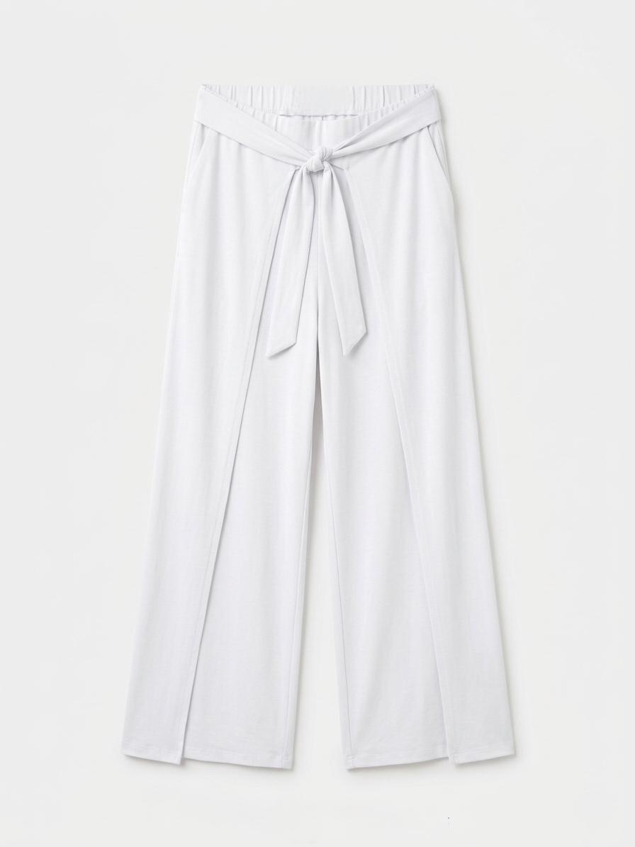 OYSHO Womens Tie Waist Layered Wide Leg Trouser