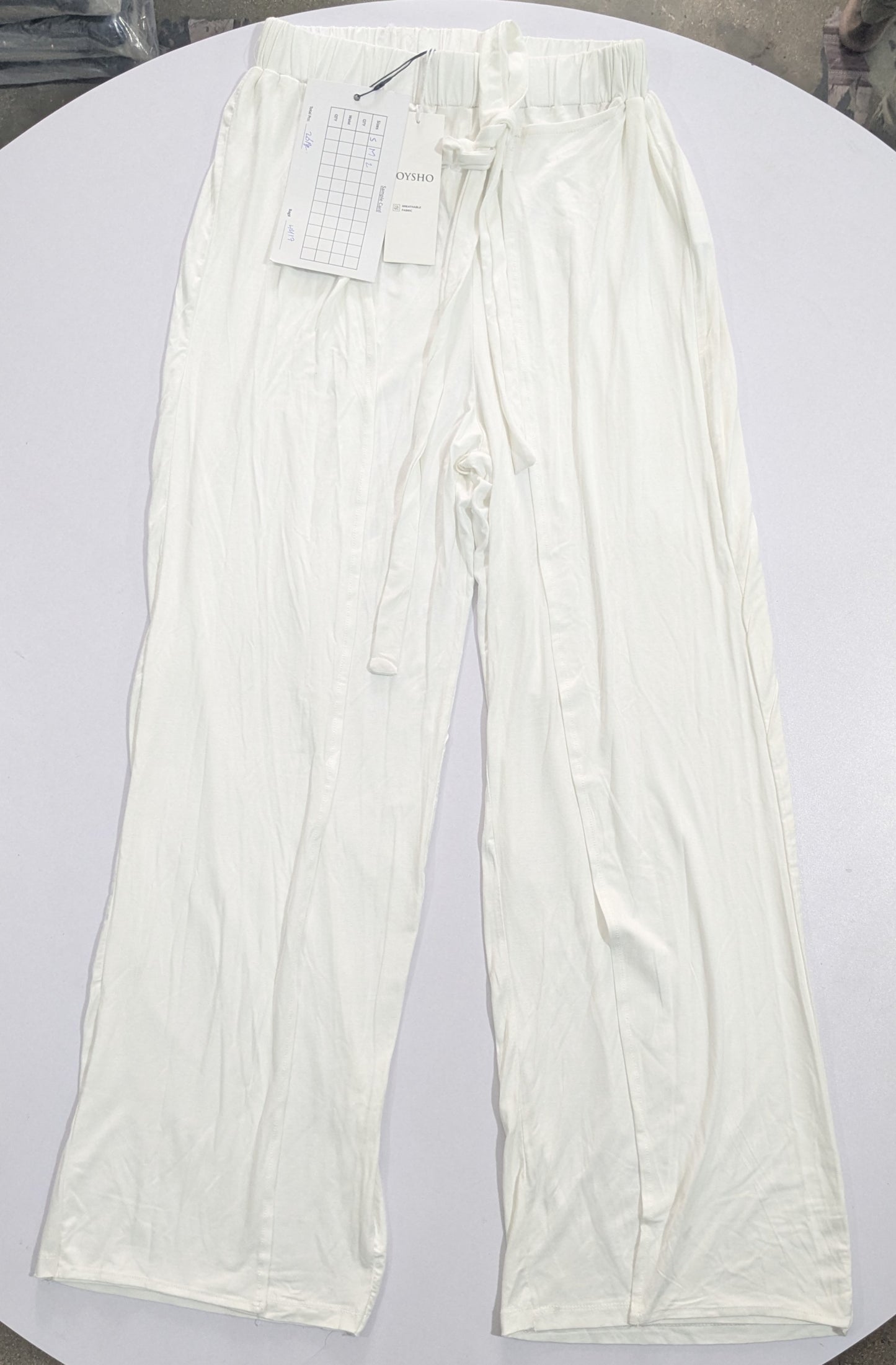 OYSHO Womens Tie Waist Layered Wide Leg Trouser