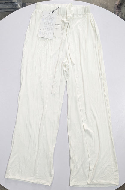 OYSHO Womens Tie Waist Layered Wide Leg Trouser