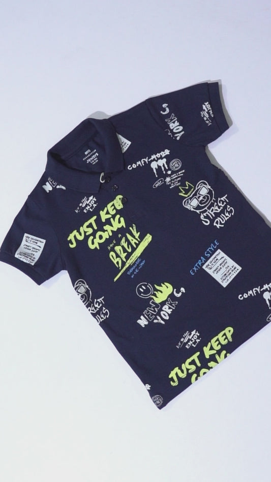 JUNIOR Boys Graphic Printed Polo Shirt