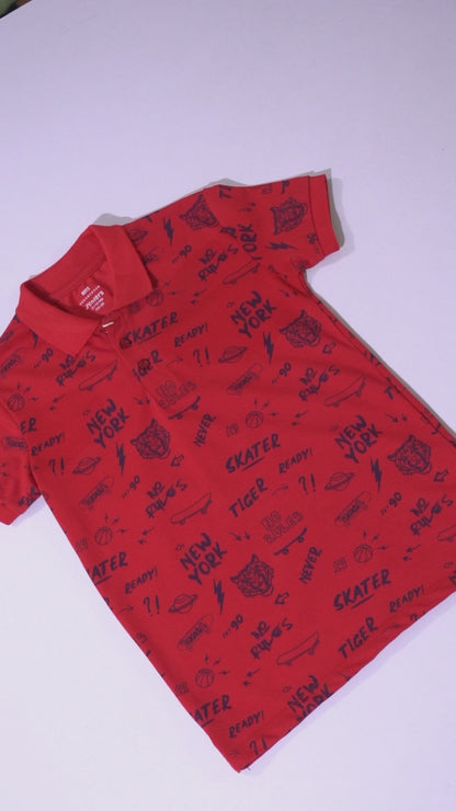 JUNIOR Boys Graphic Printed Polo Shirt