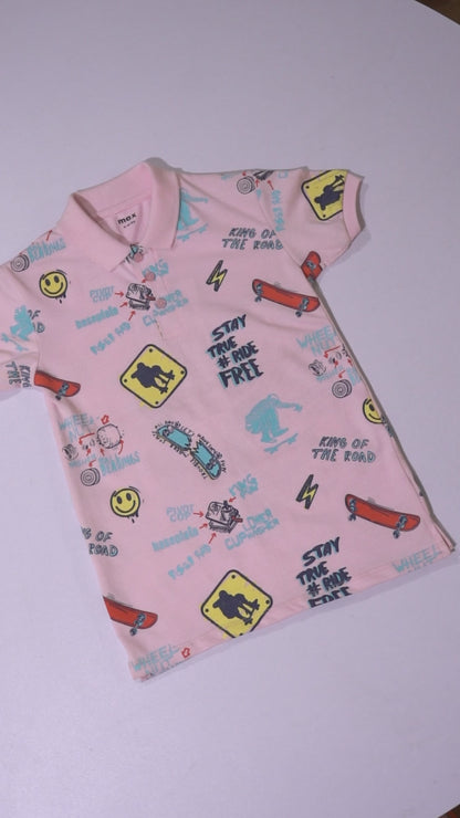 MAX Boys Graphic Printed Polo Shirt