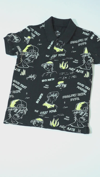 JUNIOR Boys Graphic Printed Polo Shirt