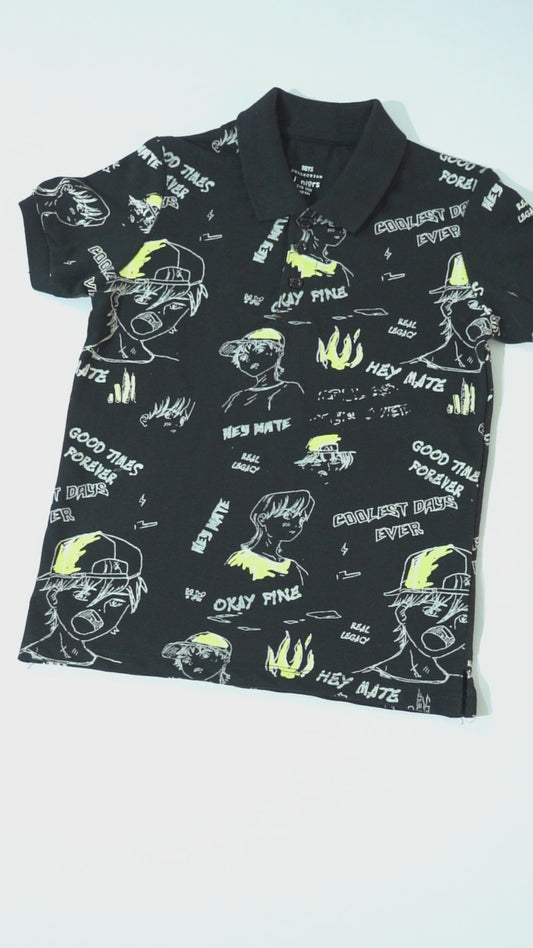 JUNIOR Boys Graphic Printed Polo Shirt