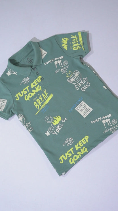 JUNIOR Boys Graphic Printed Polo Shirt