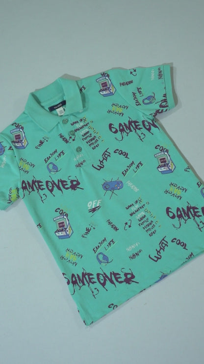 OKAIDI Boys Graphic Print Short Sleeve Polo